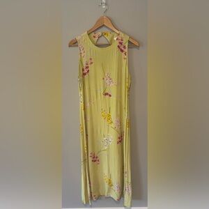 VINTAGE BARBARA LESSER 90s Y2K Sleeveless Rayon Green Floral Dress Made in USA M